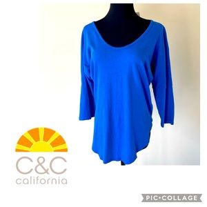 C&C California Royal Blue 3/4 Sleeve Top NWT Size Small